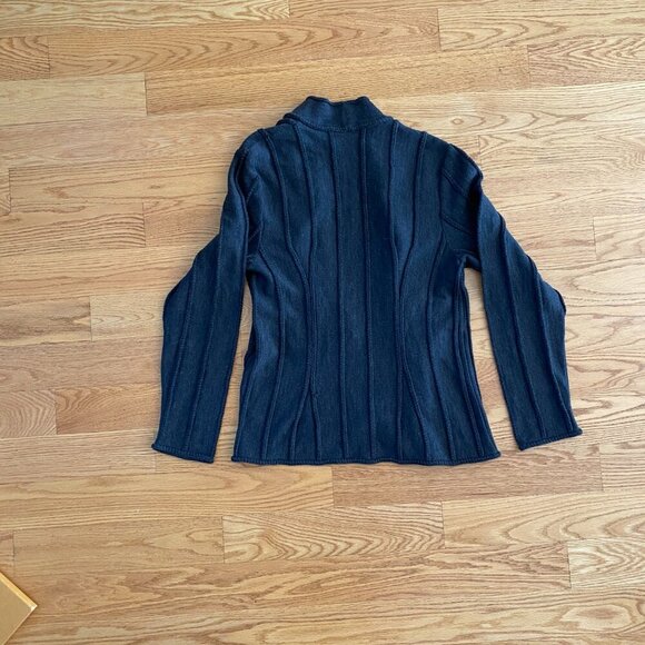 SPADAFORA long sleeve cardigan sweater. Extra fine Merino wool. Dark grey/black. - Picture 3 of 8